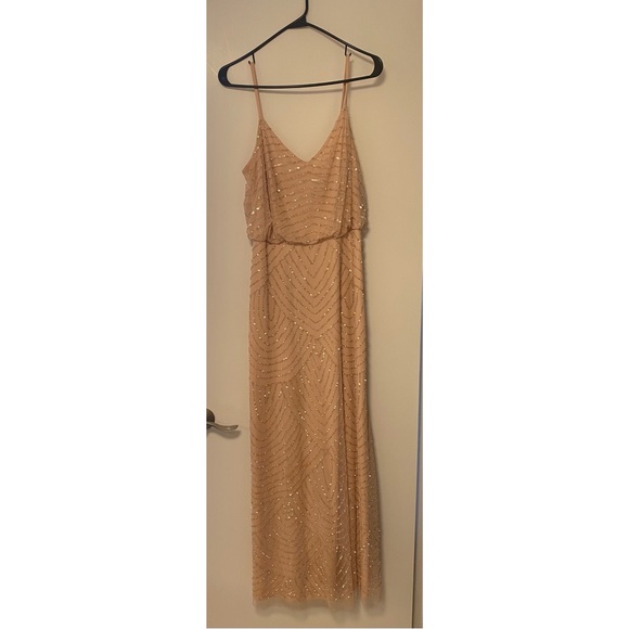 Adrianna Papell Art Deco Beaded Blouson Gown in Blush - Picture 6 of 9